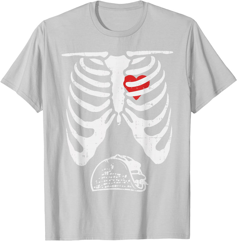 Funny Halloween Shirts Lazy Costume Party Skeleton Pregnancy Taco Halloween Mexican Baby Reveal Dad T-Shirt - Silver Grey