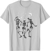 Skeleton Dancing Under The Moon Funny Happy Halloween T-Shirt - Silver Grey