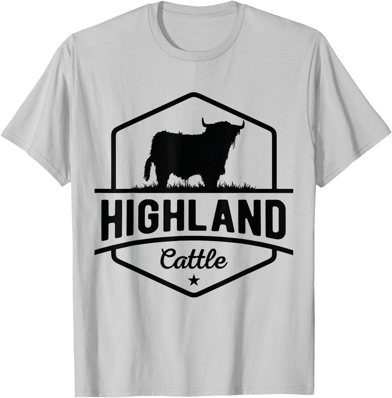 Farm Highland Cow Men Cattle Clothing Agriculture Scottish Highland Cow for Cattle Farmers T-Shirt - Silver Grey