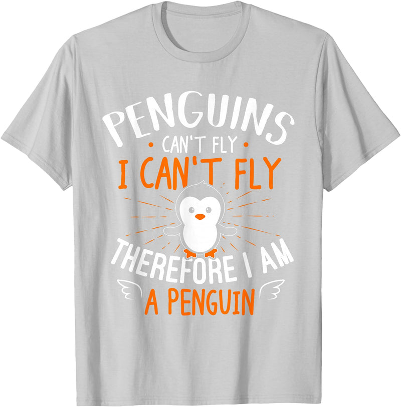 Penguins Can't Fly - Cute Penguin Lover Gift Rabbit T-Shirt in Silver Grey
