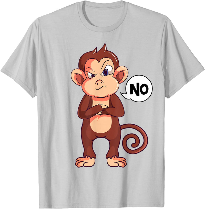 Funny Monkey Apparel & Gift Ideas Stubborn Monkey Girls Boys Kids Women T-Shirt - Silver Grey