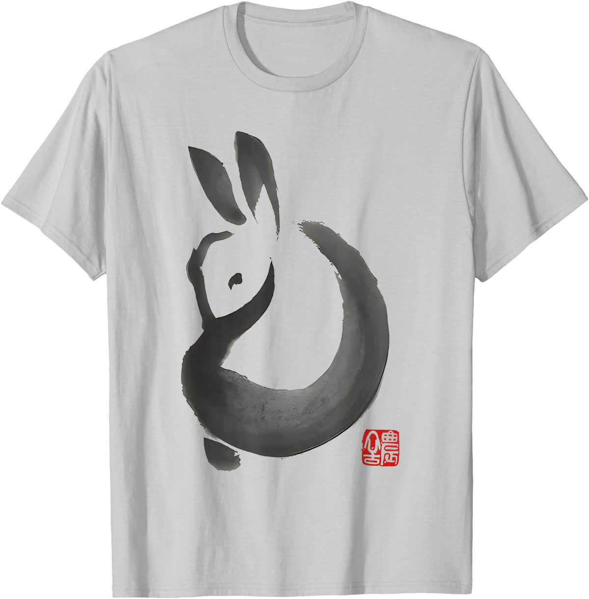 Cute Rabbit Lover Bunny Graphic T-Shirt (White) in Silver Grey