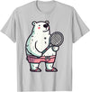 Polar Bear Racket Ball Animal Playing Tennis Polar Bear Tennis Club Animals Sport Tournament T-Shirt - Silver Grey