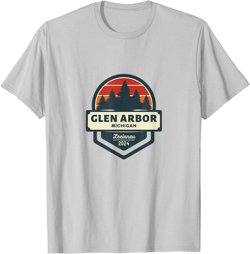 Glen Arbor, MI | Glen Lake Michigan | Sleeping Bear Dunes T-Shirt - Silver Grey