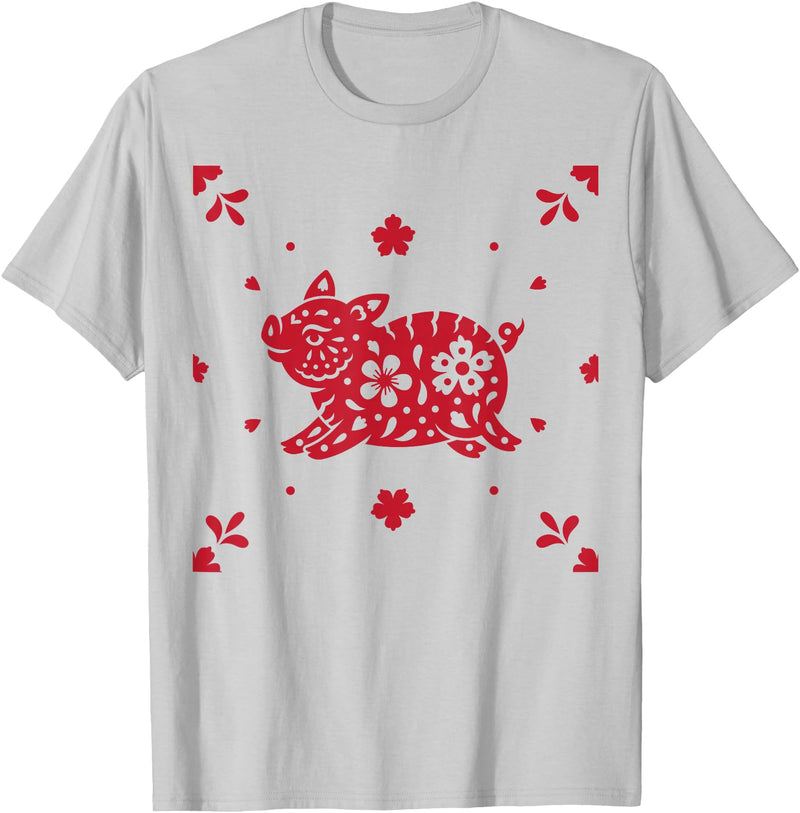 Chinese Zodiac Pig T-Shirt - Silver Grey