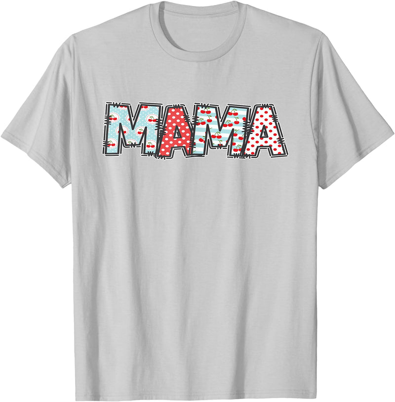 Retro Cherry Matching Family Tees Boho Cherry Mom Mama Halloween Costume T-Shirt - Silver Grey