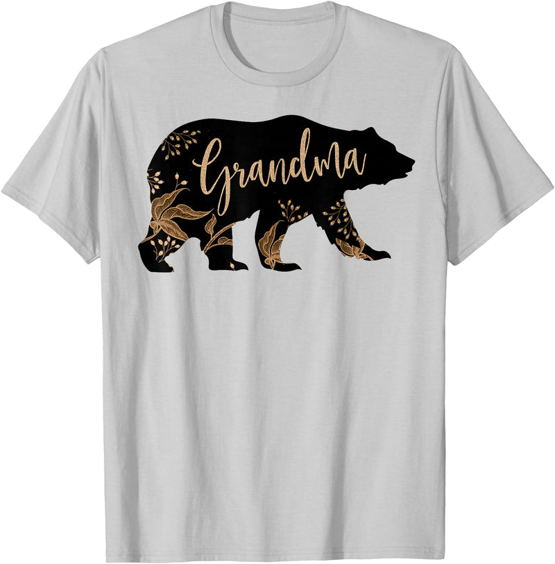 Fandy Family Floral Grandma Bear T Shirt Grandma Mother's Day Women Gift T-Shirt - Silver Grey