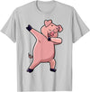 Cool Dabbing Animals Gift Shop Dabbing Pig Farm Animal Lover Farmer Men Women Kids T-Shirt - Silver Grey