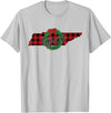 USA State Tennessee Christmas Buffalo Plaid Tennessee Buffalo Plaid Christmas Home Wreath Retro T-Shirt - Silver Grey