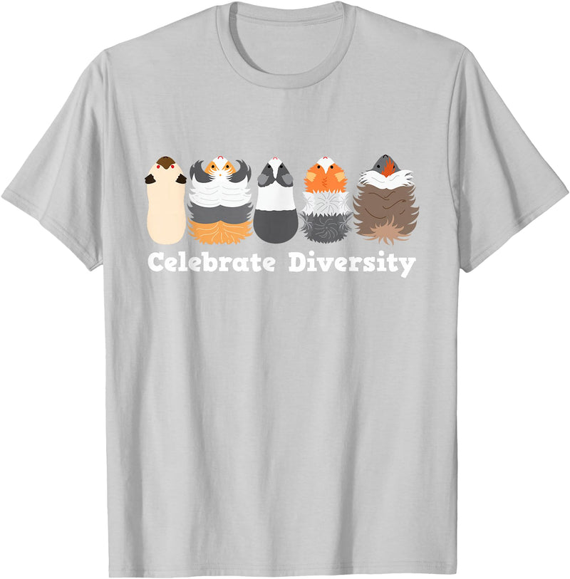 Guinea Pig Diversity Cute Rodent Lovers Celebrate Diversity Cute Party Theme Pet Lovers Guinea Pig T-Shirt - Silver Grey