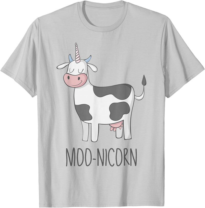 Awesome Cow Unicorn Shirts Moonicorn Funny Cow Unicorn T Shirt for Kids and Adults T-Shirt - Silver Grey