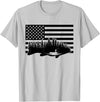 BASBO American Flag Fishing T-Shirt - Grey, Small, Unisex, Short Sleeve, Crew Neck, Classic Fit, Polyester 100%, Imported, Fishing Enthusiasts, Kids - Silver Grey