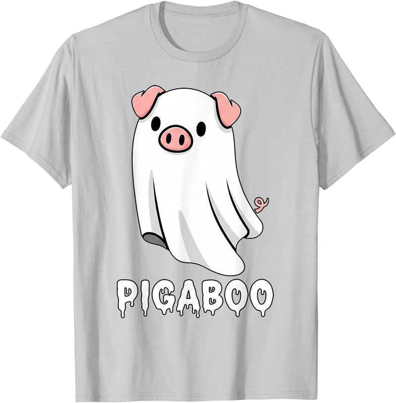 Pig Ghost Boo Halloween Humor By TEERA Funny Pig Ghost Spooky Season T-Shirt - Silver Grey