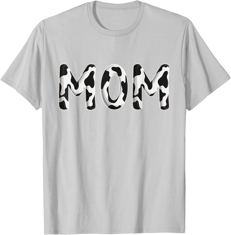Cow Pattern Print Family Matching Birthday Shirts Cow Mom Birthday Family Matching Mothers Day Boy Girl Farm T-Shirt -