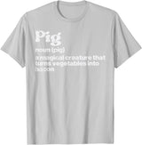 BBQ Barbecue Shirts Men Women Grilling Gifts Pig Definition Bacon Funny Bbq Barbecue Grill Men Women Kids T-Shirt - Silver Grey