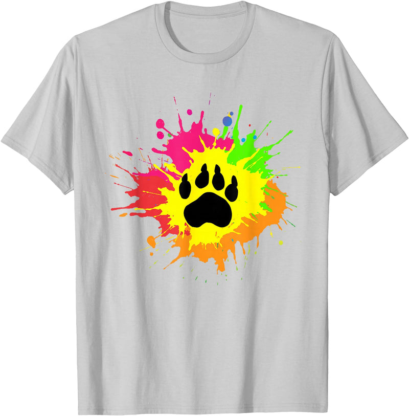 Furry Fandom Shirt by Crush Retro Furry Shirt Rainbow Bear Fursona Wolf Paw Print Gifts T-Shirt - Silver Grey