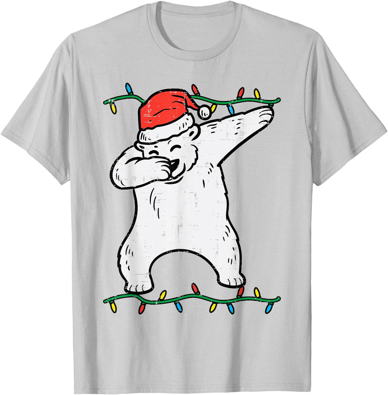 Christmas Shirts Pajamas PJ Men Women Kids Gifts Dabbing Polar Bear Dab Xmas Christmas Boys Kids Girl Youth T-Shirt - Silver Grey