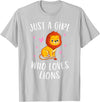 Gifts For Lion Lovers Girls Just A Girl Who Loves Lions Cute Lion Lover T-Shirt - Silver Grey