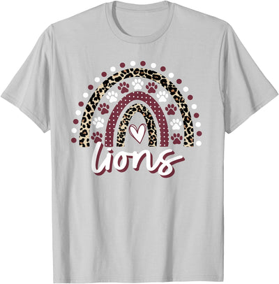 Lions Rainbow Maroon Lion Pride School Spirit Mascot Lions T-Shirt