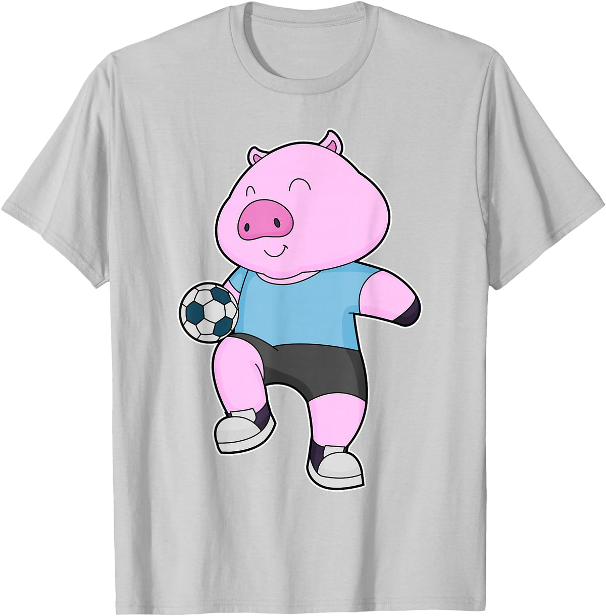 Snabdesign84 Pig Soccer player Soccer Sports T-Shirt - Silver Grey