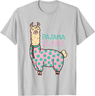Cool Llama lovers Pyjama day Pajama Llama Cute Llama Pajama Alpaca Kids Women Girl T-Shirt - Silver Grey