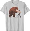 Outdoor lover funny outfits Bear Challenge - Funny Man Against Wild Bear Fighting T-Shirt - Silver Grey