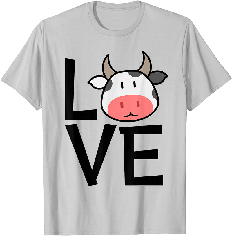 Kids Cow Design for Cow Lovers LOVE Cows Stuff | Cow Lover Stuff | Kids Cow T-Shirt - Silver Grey