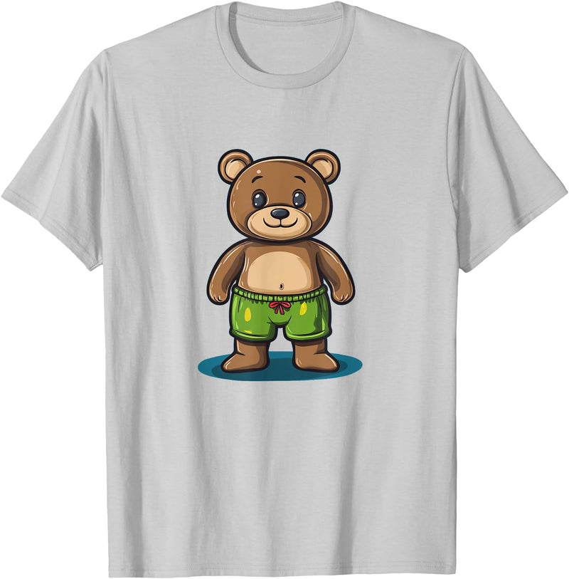 Teddy Bear swim trunks Cool Swim Trunks Teddy Bear Costume for Boys and Girls T-Shirt - Silver Grey