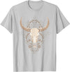 Distressed Texas Apparel Cow Skull Cowgirl Cowboy Vintage Men Woman T-Shirt - Silver Grey