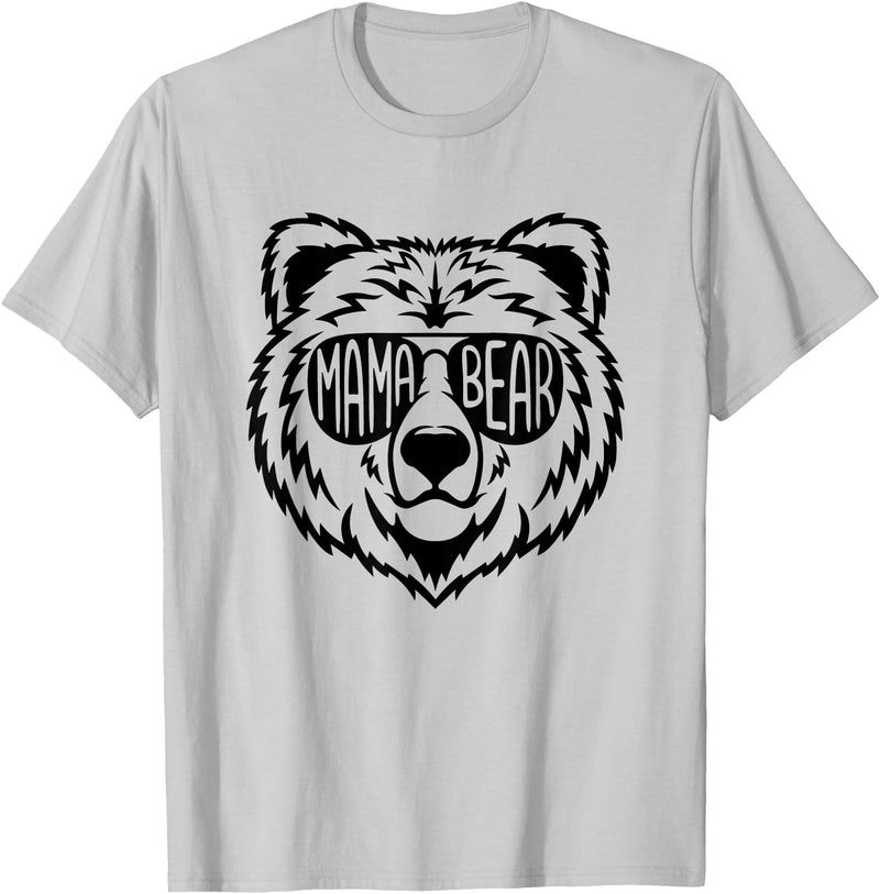 Funny Mothers Mama Bear Face Mama Bear Face Sunglasses Mother Mom Mommy T-Shirt - Silver Grey