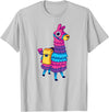 Llama Pinata Party Shop Funny Loot Llama Pinata with Yellow Saddlebag T-Shirt - Silver Grey