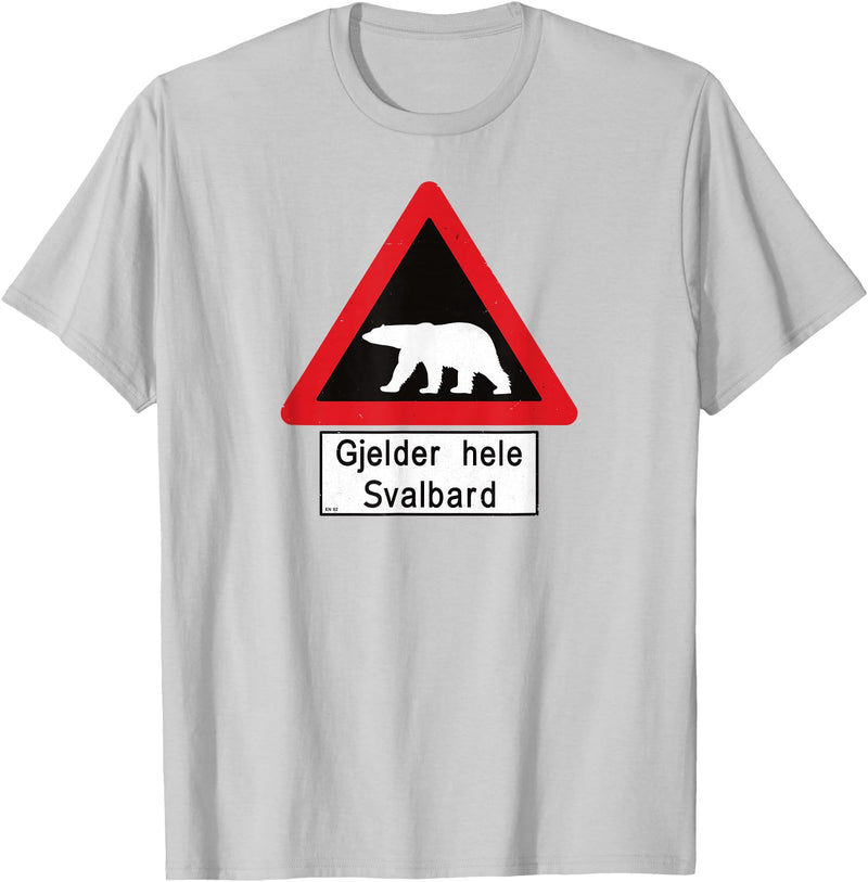 Svalbard T-Shirt Co. Svalbard T Shirt Polar Bear Sign Gjelder hele Norway T-Shirt T-Shirt - Silver Grey