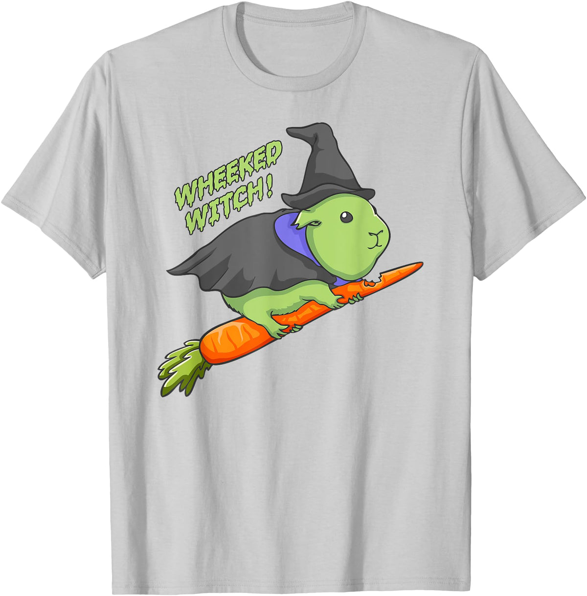 guineamerch Guinea Pig Wheeked Witch Halloween T-Shirt - Silver Grey