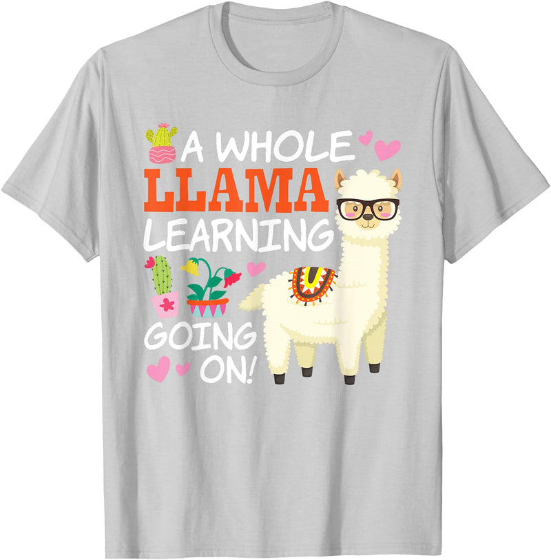 Llama School Co Llama Learning T Shirt Teachers Students Alpaca Lovers Gift T-Shirt - Silver Grey