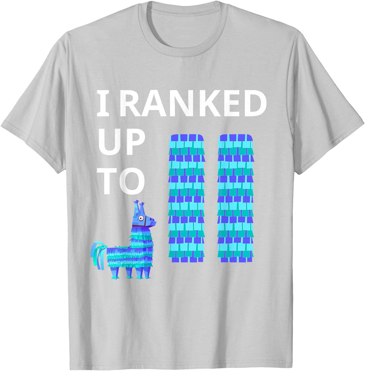 I Ranked Up To 11 Birthday Video Game Llama Piñata Birthday T-Shirt - Silver Grey