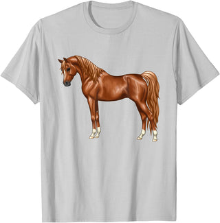 Arabian Horse Art by CSForest Beautiful Red Chestnut Egyptian Arabian Horse Lovers Gift T-Shirt - Silver Grey