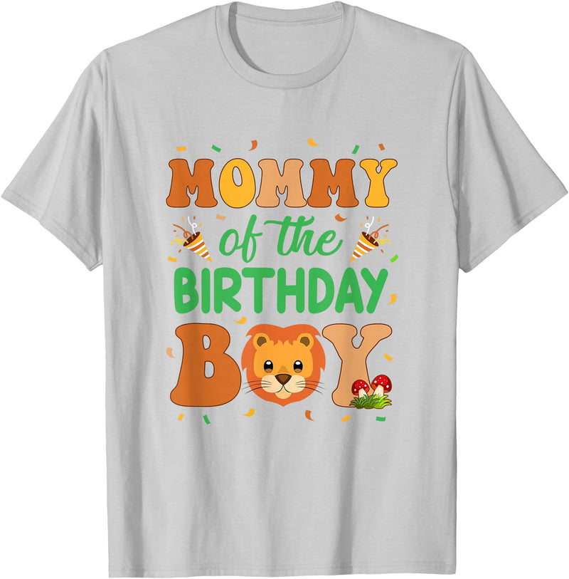 Mom Birthday Boy Family Matching Lion Mommy Of The Birthday Boy Lion Family Party Decorations T-Shirt - Silver Grey