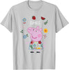 Peppa Pig Smile Cute Flowers & Fruit Full Body Portrait T-Shirt - Silver Grey