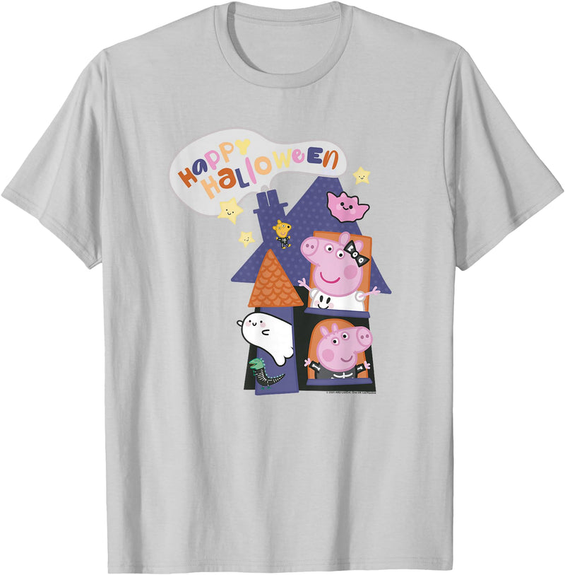 Peppa Pig Halloween Spooky House Happy Halloween T-Shirt - Silver Grey