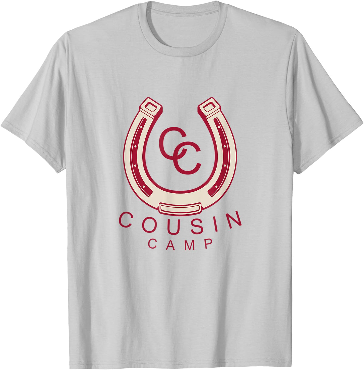 Cousin Camp Apparel & Gifts Fun Cousin Camp Horseshoe Horse Ranch Graphic T-Shirt - Silver Grey