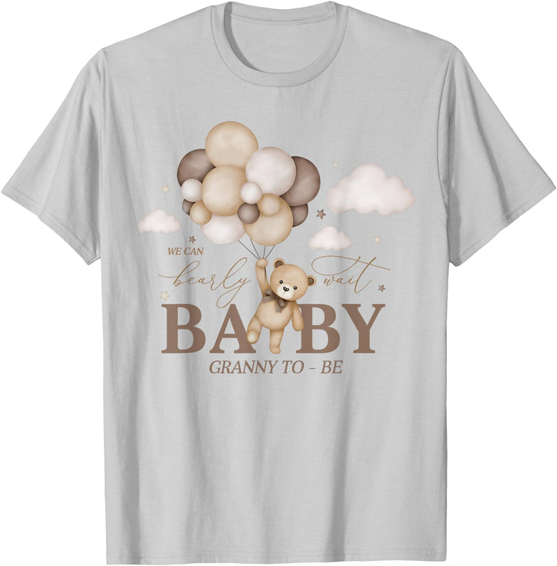 Cute Bearly Wait Baby Shower Bear Matching Family Granny We Can Bearly Wait Baby Shower Bear Family Matching T-Shirt - Silver Grey