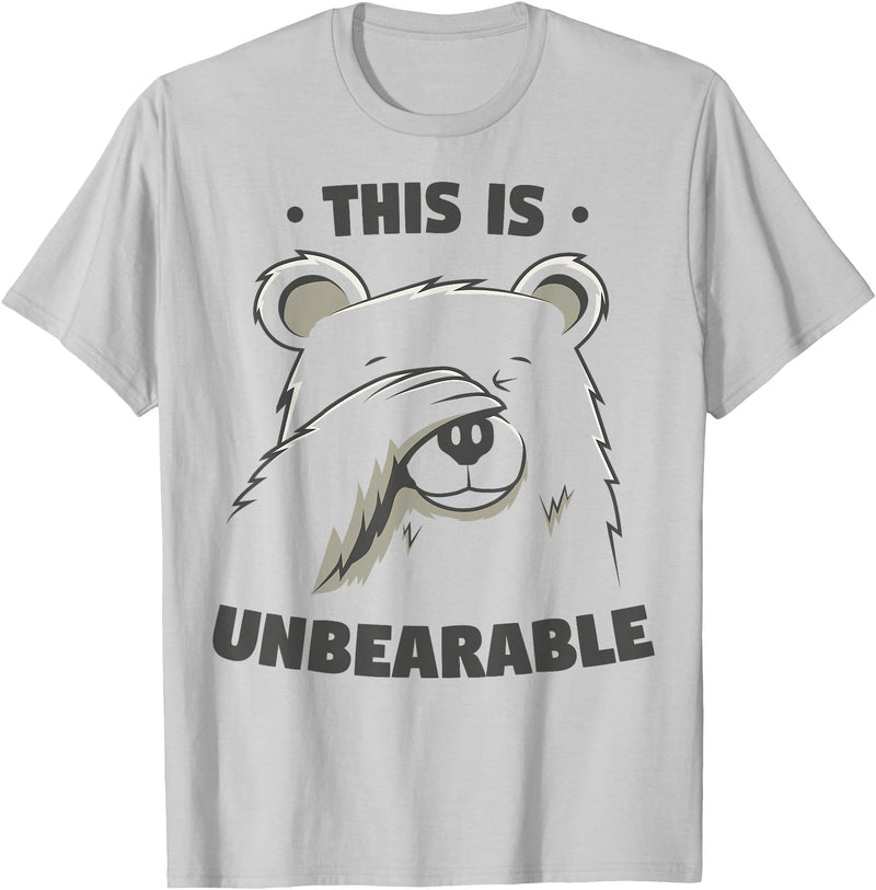 Funny Bear Pun Teez This Is Unbearable Funny Bear Word Game T-Shirt - Silver Grey