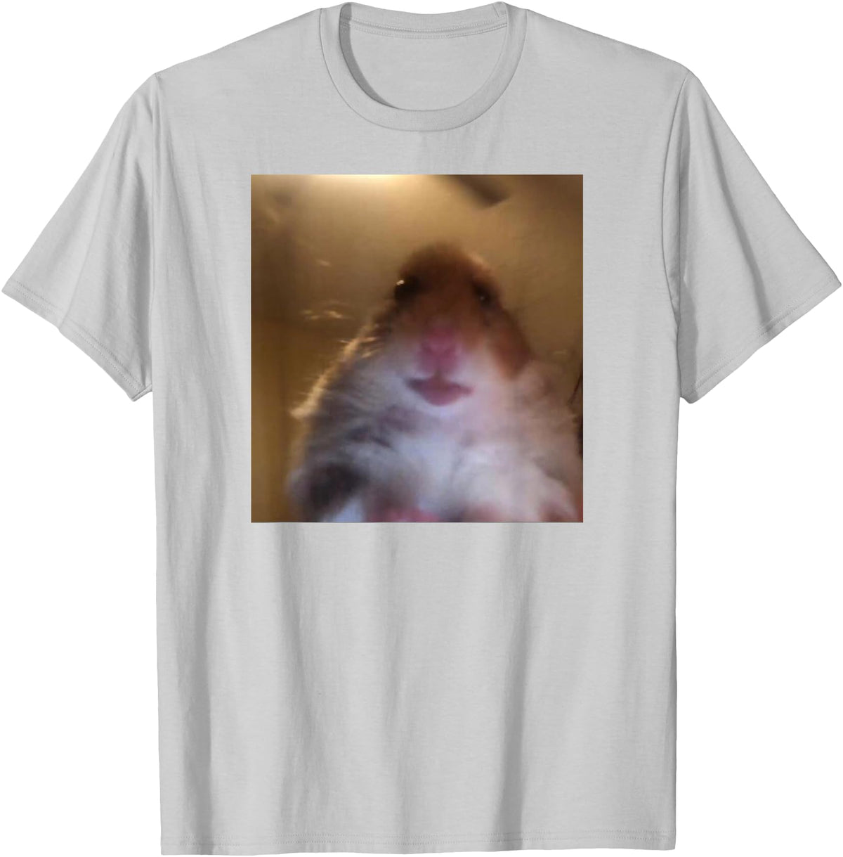 Hamster stares into the front camera I Internet Hamster Meme T-Shirt - Silver Grey
