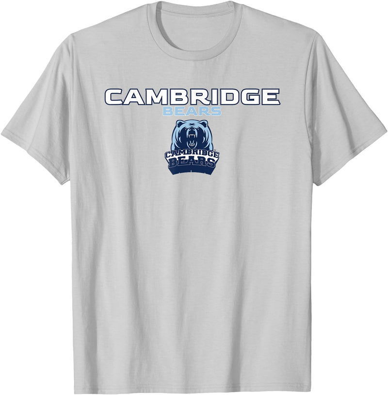 Official High School Fan Gear Cambridge High School Bears Stacked T-Shirt - Silver Grey