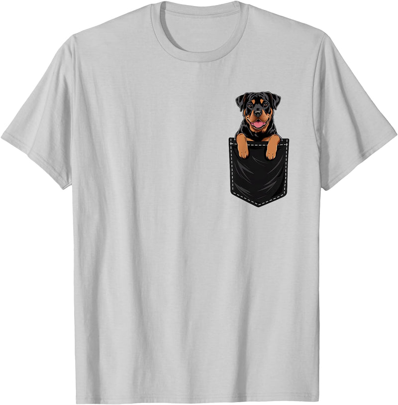 RottweilersBests Funny Rottweiler In Pocket Dog Mom Dad T-Shirt - Silver Grey