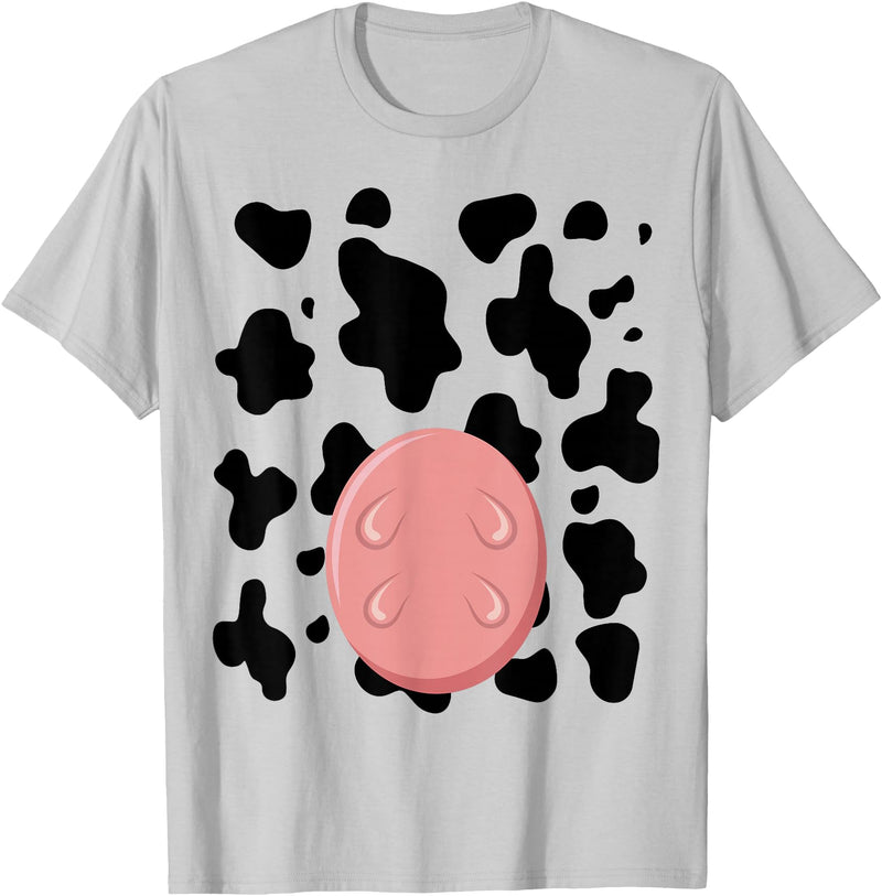 Dairy Milk Farmer Cattle Petting Zoo Humor Costume Funny Cow Utters Costume Easy Calf DIY Halloween Animals T-Shirt - Silver