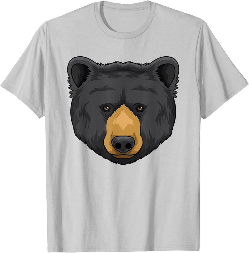 Wowsome! Black Bear Animal Head - Cute Black Bear Lover Women Men T-Shirt - Silver Grey
