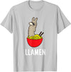 Funny Llama And Alpaca Gifts Funny Llama LLamen Noodles Chinese Food Llama T-Shirt - Silver Grey