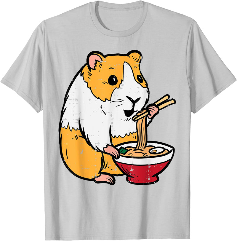 Guinea Pig Shirts For Men Women Kids Gift Guinea Pig Ramen Kawaii Cavy Anime Japanese Men Kids Women T-Shirt - Silver Grey