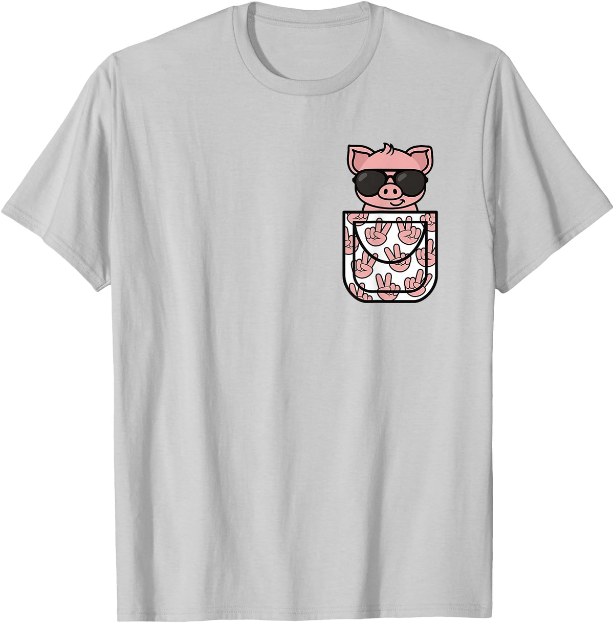 KATYLIN Funny Pig Pocket Pig Lover Men Women Boys Girls Kids T-Shirt - Silver Grey